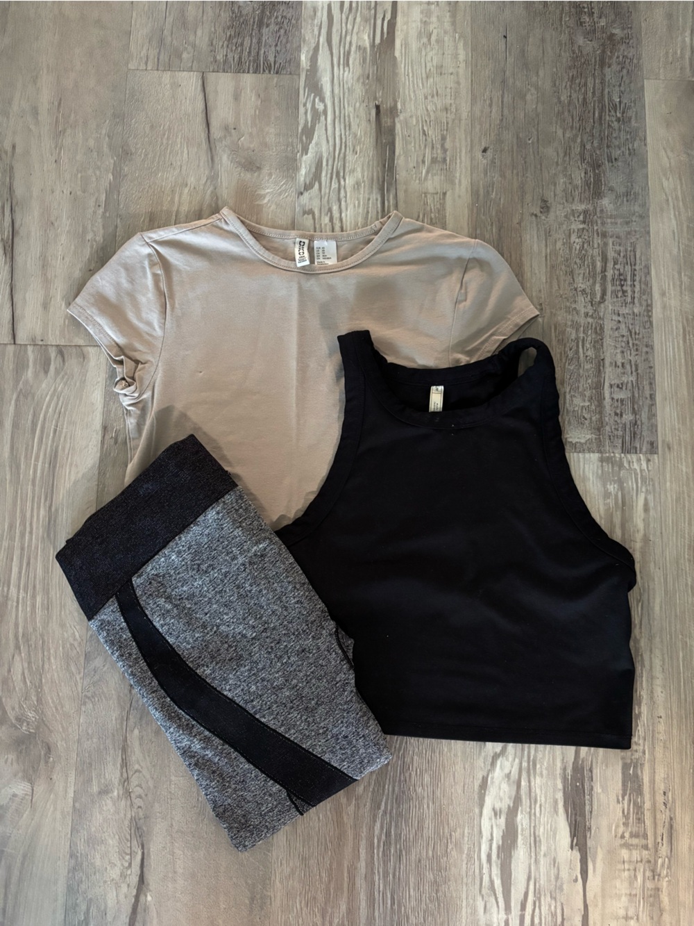 Black Tank, Gray Joggers & Taupe Tee Bundle 3-Pieces for One Price